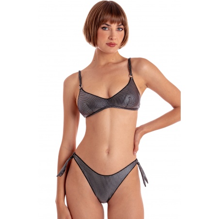 Soutien Gorge De Bikini Rembourr En Maille M Tallique Avec Anneaux