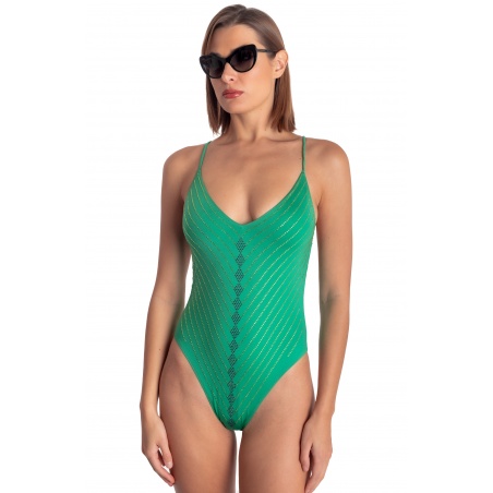 Maillot De Bain Une Pi Ce Rembourr Avec Cristaux Taille Xl Couleur Vert