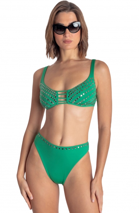 Soutien Gorge Bikini Avec Miroirs En Cristal Taille S Couleur Vert Slip