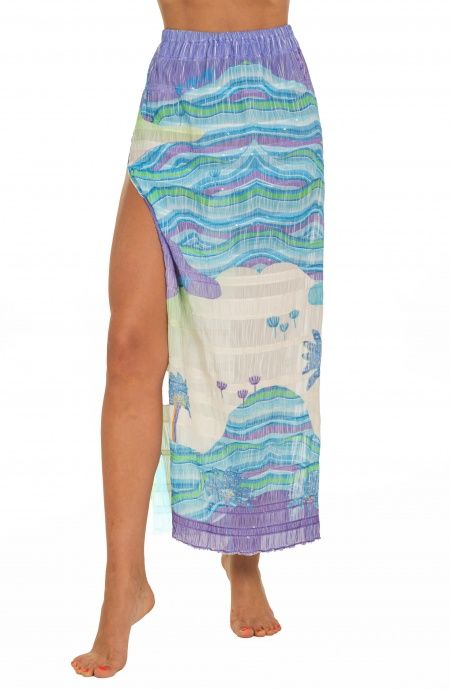 Embossed Skirt With Dune Print Slits Pin-Up Stars - 3