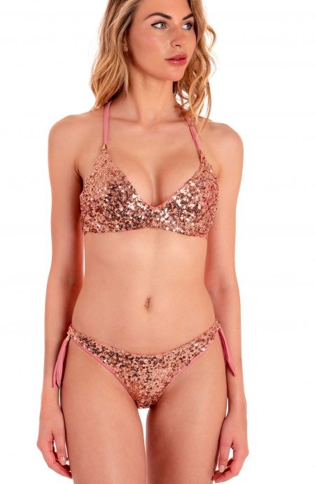 Bikini Balconcino Con Ferretto Slip Fiocchi Paillettes Pin-Up Stars - 6