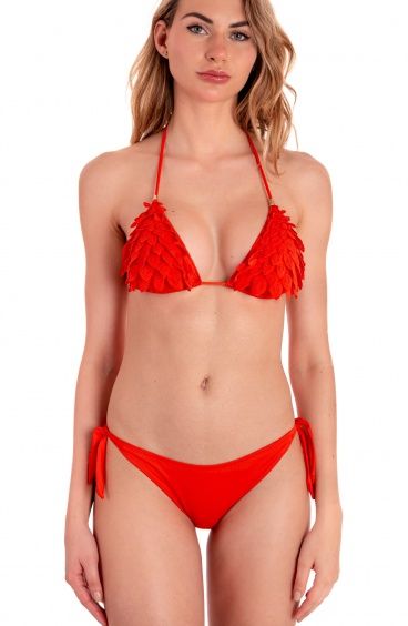 Bikini Triangolo Imbottito Slip Fiocchi Foglie Laser Tinta Unita Pin-Up Stars - 9