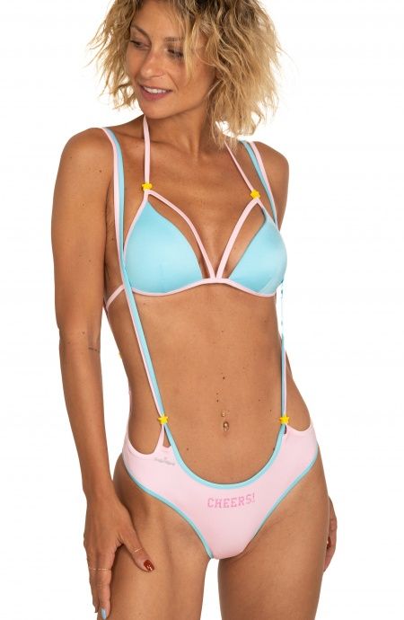 Bikini Triangolo Fisso Slip Con Bretelle Tinta Unita Poisson D'Amour - 3