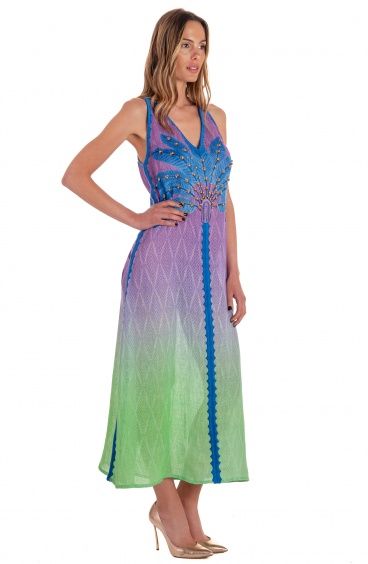 Dune Print Gauze Slit Long Dress Pin-Up Stars - 10