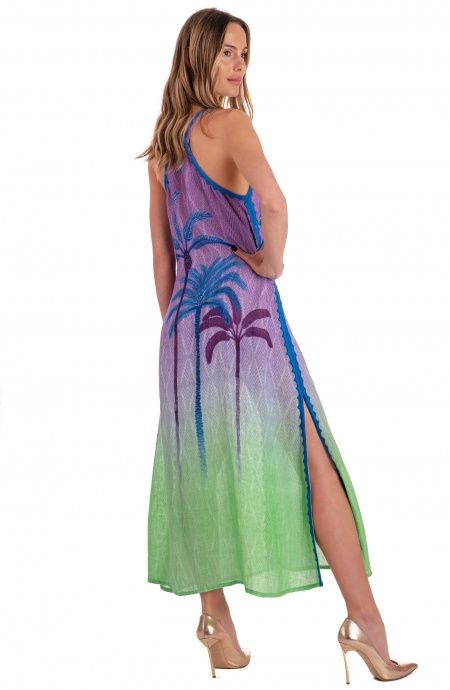 Dune Print Gauze Slit Long Dress Pin-Up Stars - 9