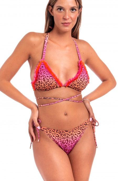 Bikini Triangolo Imbottito Con Rouge Slip Brasiliana in Lycra Stampa Macula Pin-Up Stars - 2