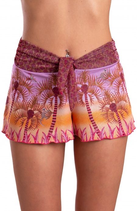 Short Piquet Lurex Con Fascione Crepon Lamè Palm Paradise Pin-Up Stars - 6