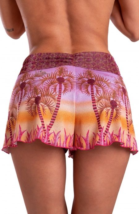 Short Piquet Lurex Con Fascione Crepon Lamè Palm Paradise Pin-Up Stars - 9