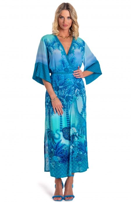 Kimono Mussola di Viscosa Palm Paradise Pin-Up Stars - 7