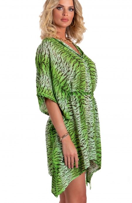 Viscose Muslin Tiger Print Poncho Pin-Up Stars - 7