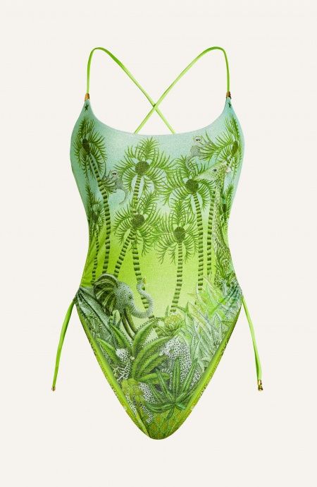 Palm Paradise Piquet Lurex One Piece Swimsuit Pin-Up Stars - 12