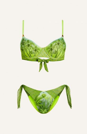 Balconette Bikini With Underwire Slip Flakes Palm Paradise Pin-Up Stars - 3