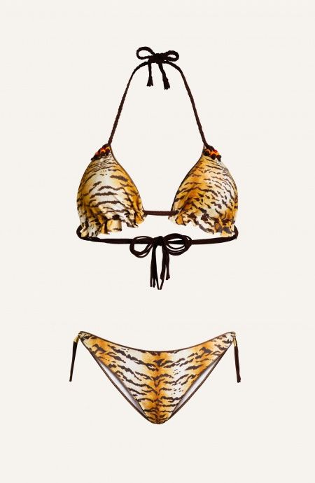 Bikini Triangle Padded Brazilian Briefs Tiger Print Crotch Dot Pin-Up Stars - 6