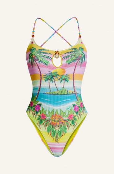 Hawaii Print Swimsuit Pin-Up Stars - 1