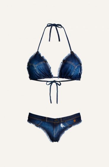 Bikini Triangolo Imbottito Slip Culotte Denim Pin-Up Stars - 1