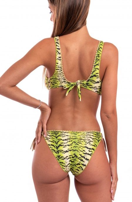 Bikini Brassiere Briefs Leaf Crochet Size S Color Fuchsia