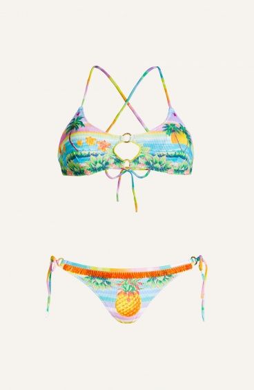 Bikini Brassiere Briefs San Gallo Stars And Stripes Size XL Color Light Blue