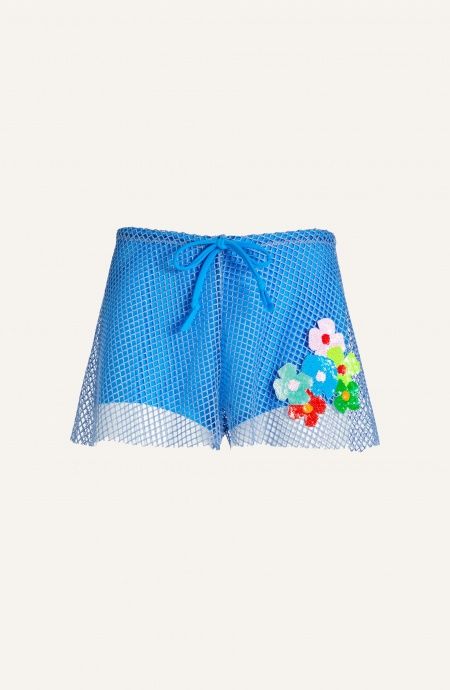 Short Rete Lurex Con Culotte Ricamo Fiori Paillettes Poisson D'Amour - 1