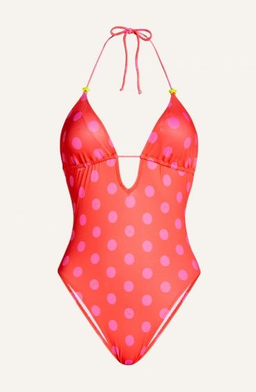 One-piece padded swimming with polka dot print Poisson D'Amour - 1