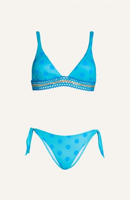 Pin Up Stars Bikini Brassiere Con Passamaneria Slip Fiocchi Pois