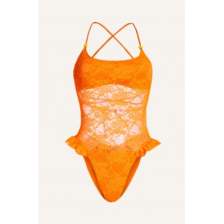 One-piece swimming costume Olympic Lace Size S Color Orange