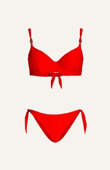 Balconette Bikini With Underwire Brazilian Brazilian Briefs Solid Color Ondina Pin-Up Stars - 5