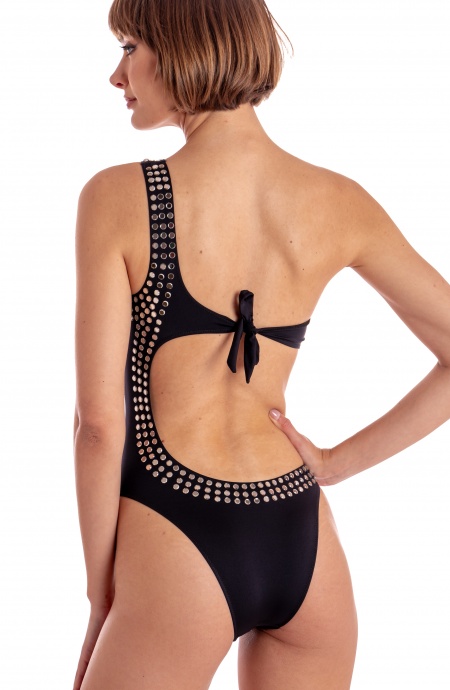 ASYMMETRICAL SWIMSUIT WITH MIRROR STRASS Pin-Up Stars - 4