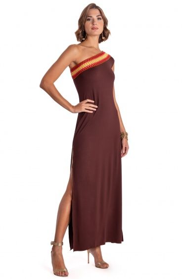 ONE-SHOULDER LONG DRESS WITH CROCHET TRIMMINGS Pin-Up Stars - 10