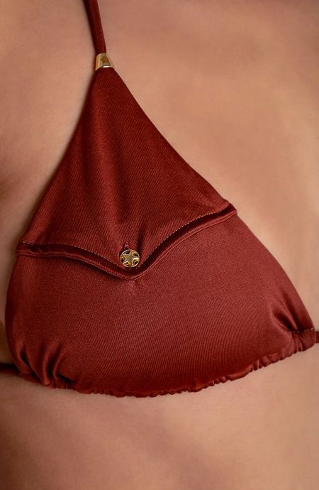 TOP BIKINI TRIANGOLO IMBOTTITO CON TASCHINO TINTA UNITA Pin-Up Stars - 2