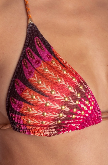 Bikini Triangle Crochet Padded Briefs Flakes Print Happy Tropical