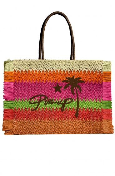 BORSA SHOPPER RAFIA MULTICOLORE Pin-Up Stars - 1