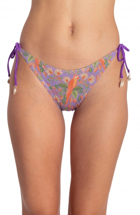 SLIP BIKINI BRASILIANA CON CONCHIGLIE STAMPA FLOWER BIRD Pin-Up Stars - 6