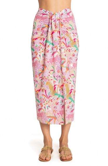 LONGUETTE SKIRT WITH SLIT TROPICAL PRINT Poisson D'Amour - 3