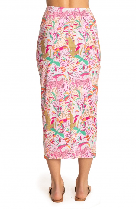 LONGUETTE SKIRT WITH SLIT TROPICAL PRINT Poisson D'Amour - 5