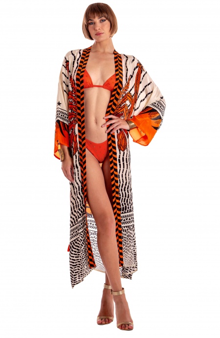 KIMONO LUNGO STAMPA TIGER SUN Pin-Up Stars - 1