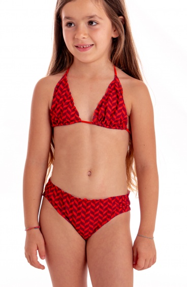 BIKINI TRIANGLE COULISSANT ROUGE PRINT BABY HERRINGBONE Pin-Up Stars - 2