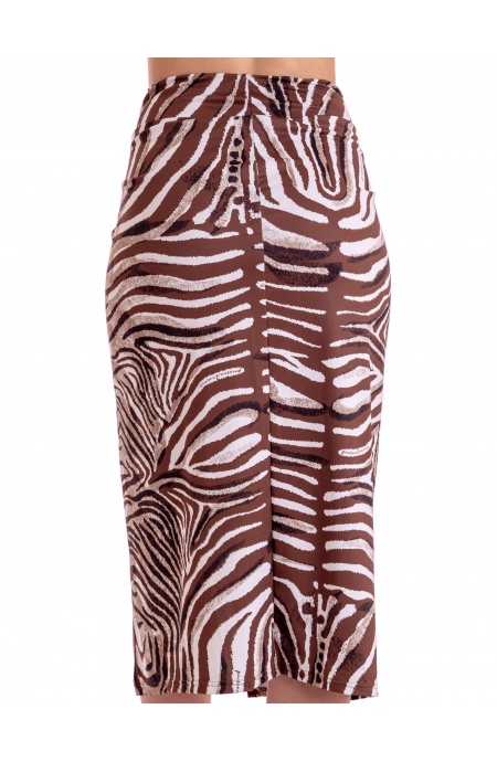 LONGUETTE SKIRT WITH SLIT ZEBRA PRINT Poisson D'Amour - 1