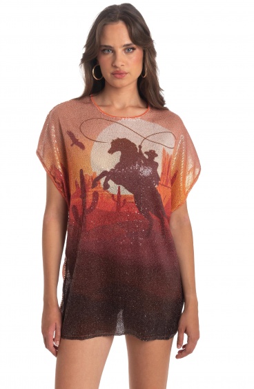 Abito T-Shirt Paillettes Far West Pin-Up Stars - 2