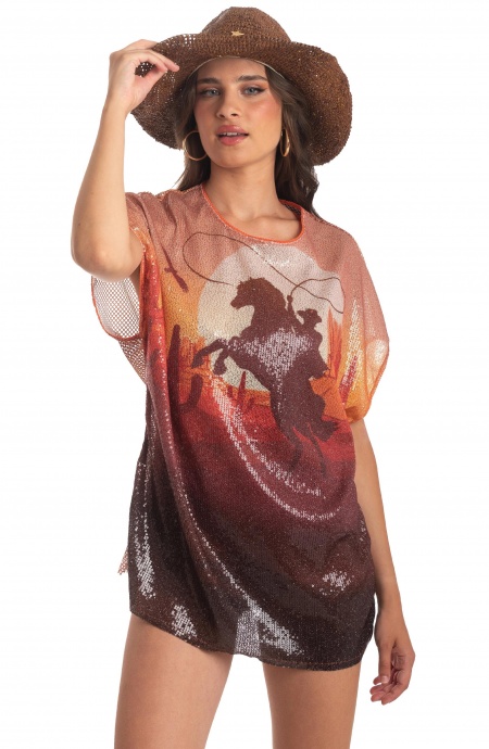 Far West Sequins T-Shirt Dress Pin-Up Stars - 3